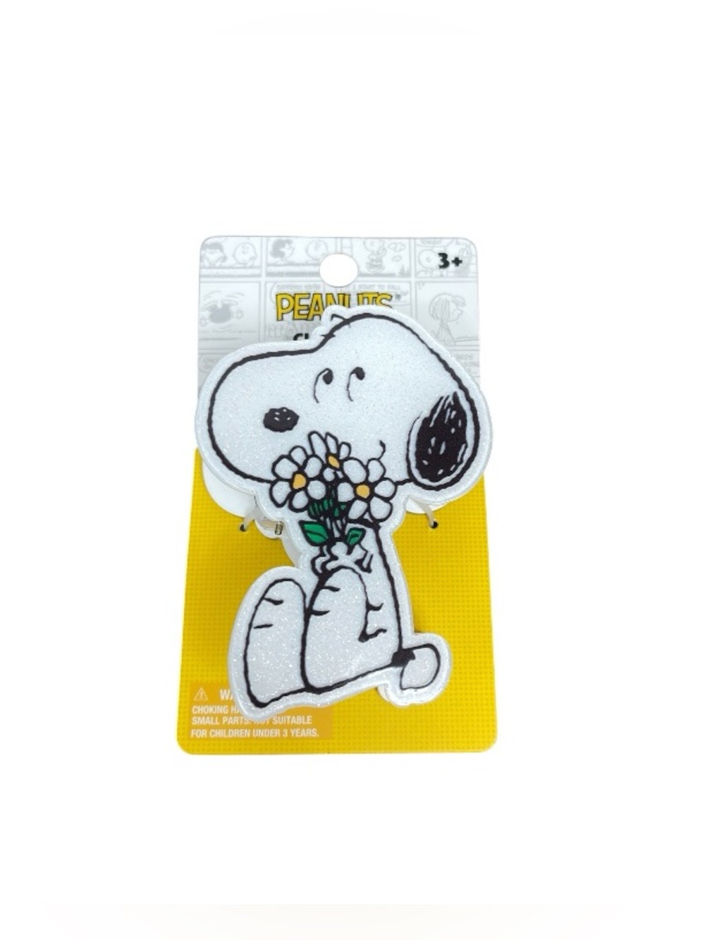 Peanuts Snoopy Patch Holding Flowers - White, Black & Yellow